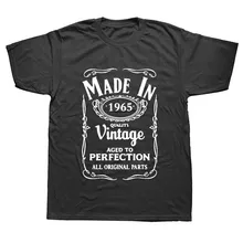 Vintage Made In 1965 Regalo de Cumpleaños divertido Unisex gráfico de moda nuevas camisetas de manga corta de algodón novedad o-cuello camiseta