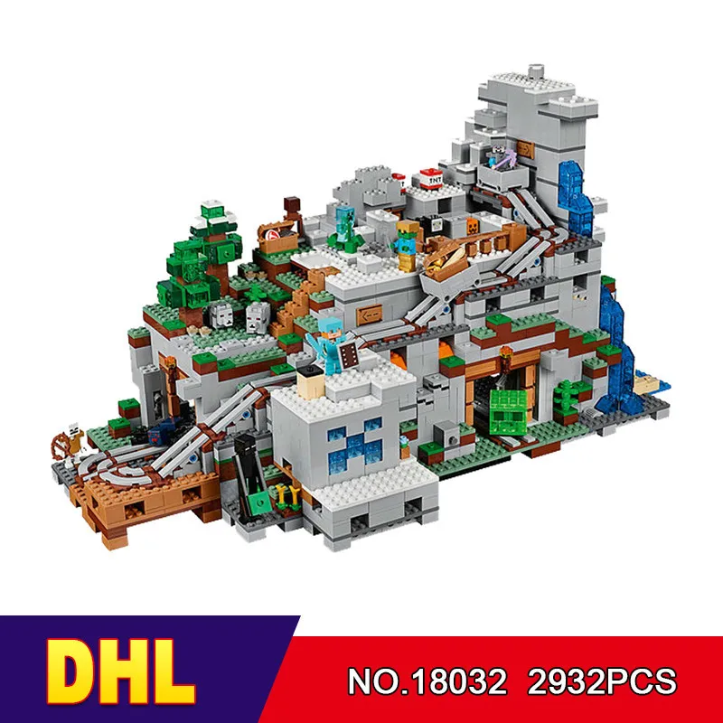 

DHL 18032 2932pcs Model Building Kit Blocks Bricks Miniecraft The Mountain Cave My worlds Compatible with 21137