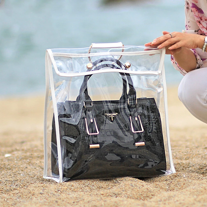  Transparent Waterproof Handbag Dustproof Cover Bag Handbag Cosmetic Makeup Organizer Women's Beach 