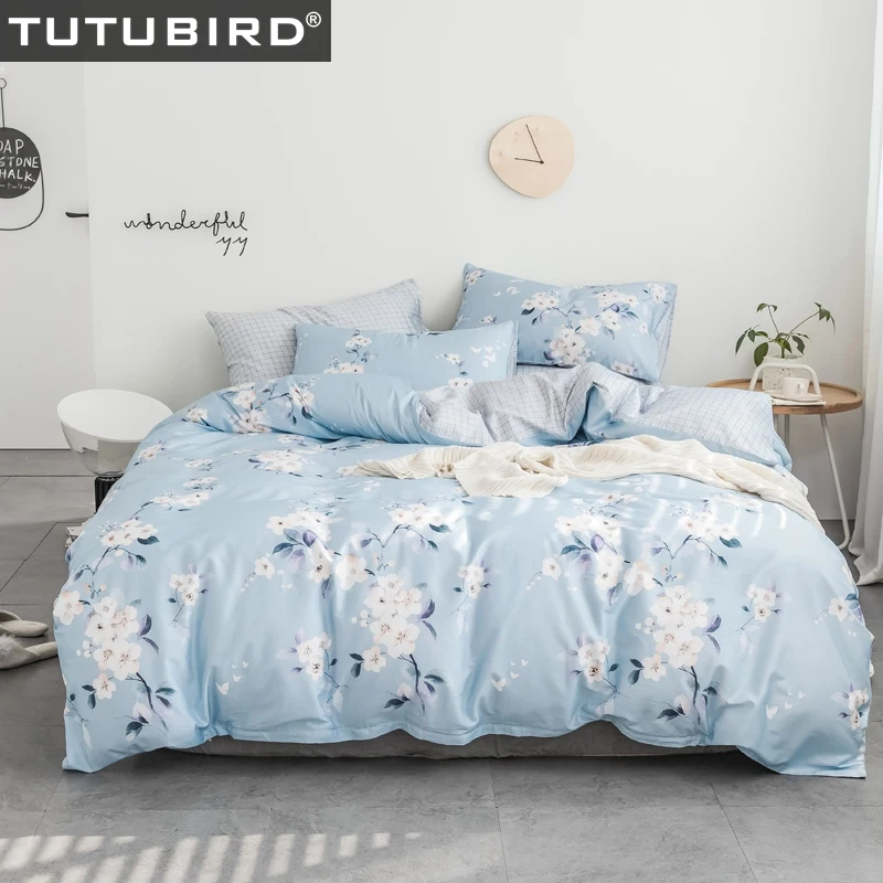 Buy Blue flower bedsheet spread linen 100 Cotton soft