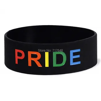 

300pcs Black Pride Rainbow wristband silicone bracelets free shipping by FEDEX A