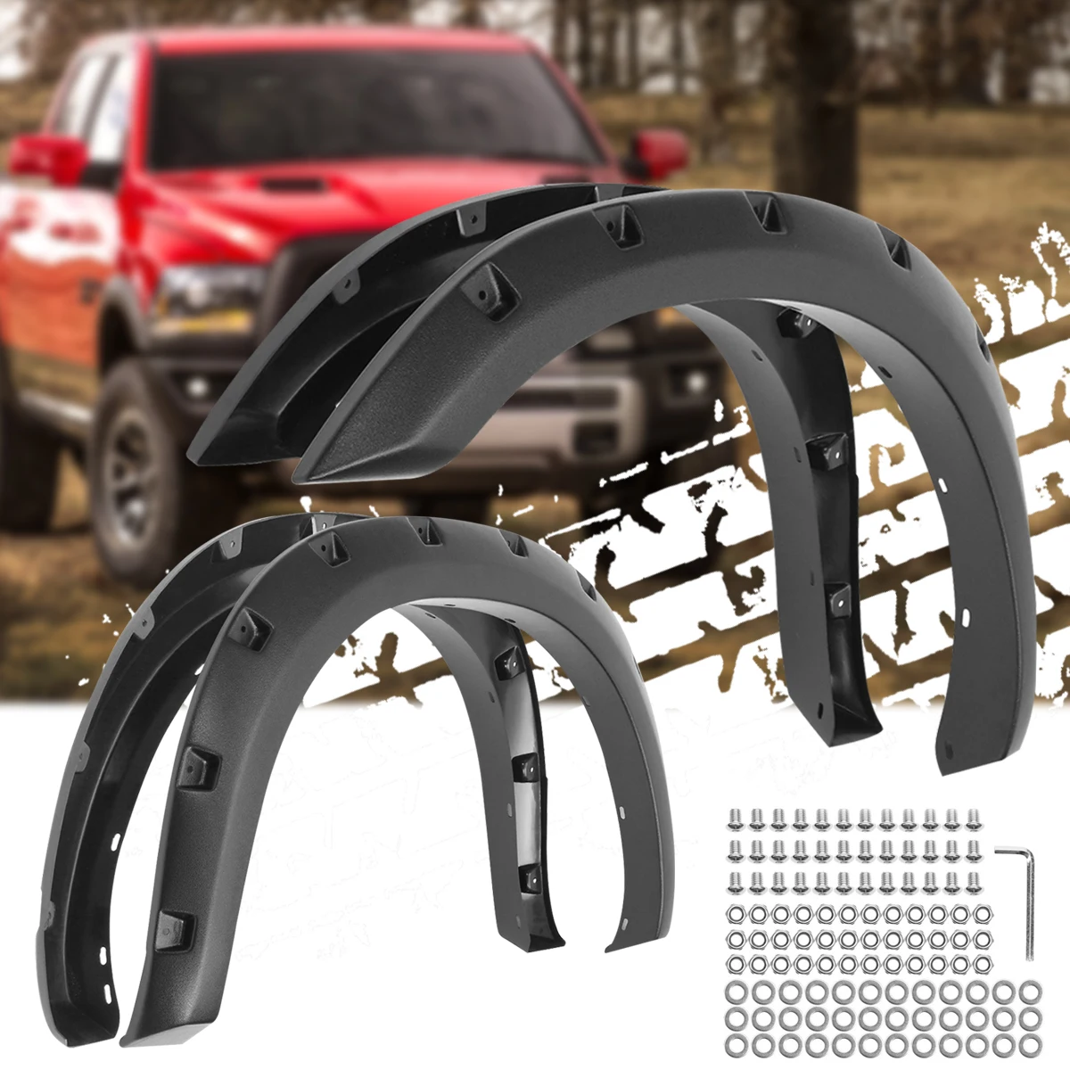

4 Pcs Car Front Rear for Fender Flares for 2010-2015 for Dodge Ram 2500/3500 models only