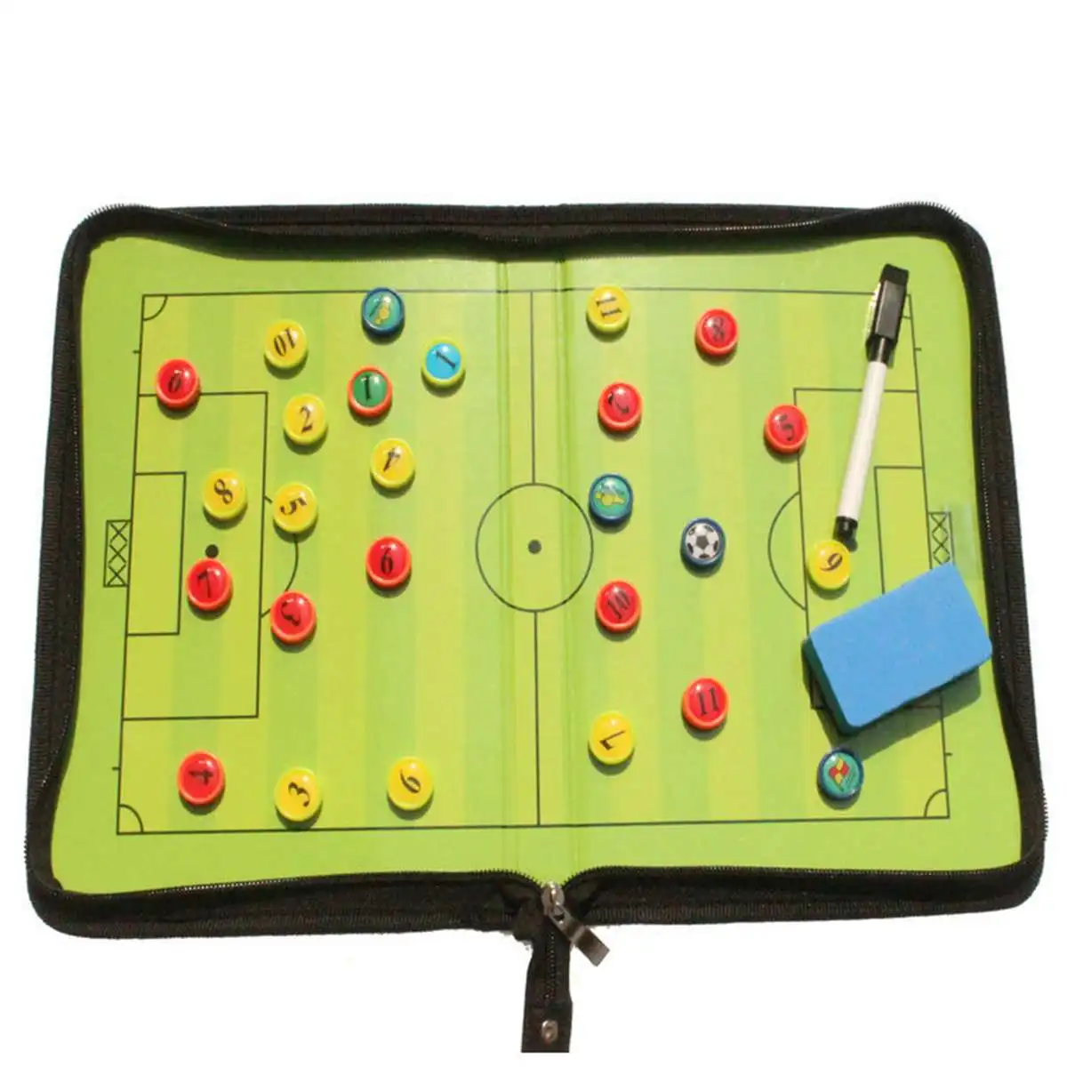 

Foldable Coaching Board Football Tactic Board Magnetic Soccer Coaching Tactical Plate Book Set with Pen Clipboard Sport Supplies