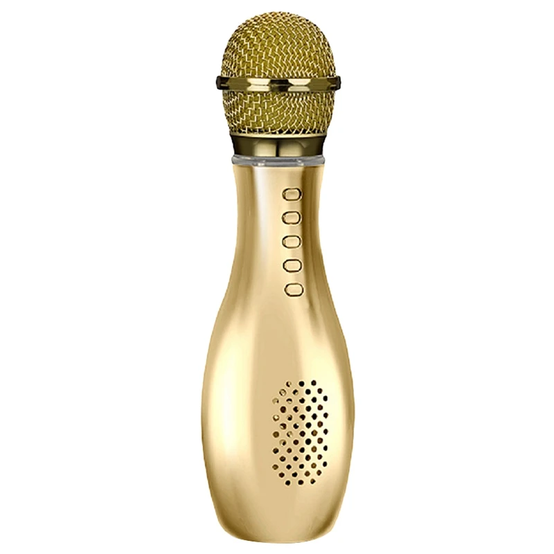 

Flash Led Karaoke Microphone Wireless Bluetooth Speaker Mic Bottle Style Handheld Ktv Home Party Singing Mic For Phone Pc
