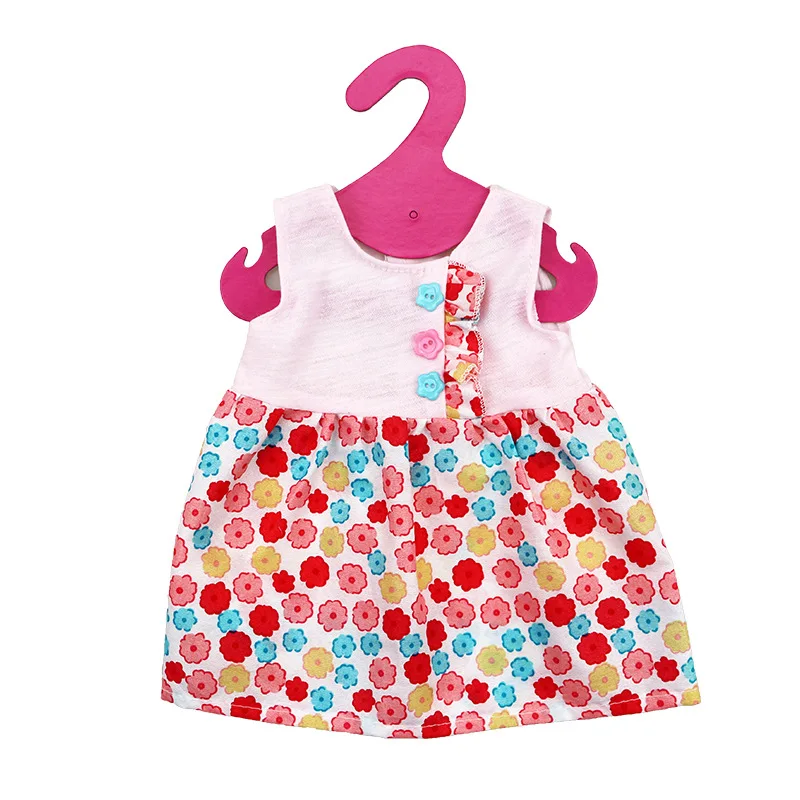 

1Pcs New Style Doll Clothes Printing Flowers Dress With Three Buttons Fits For 18''45cm Girl Doll Skirt Children Kids Toy