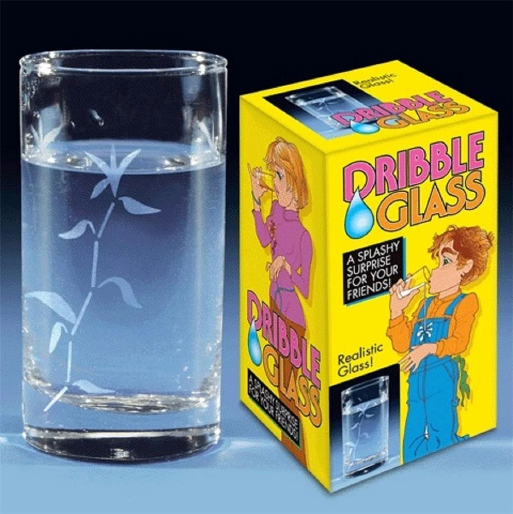 JOKE DELUXE REAL GLASS WITH HOLES FUNNY PRANK dribble drinking cupin