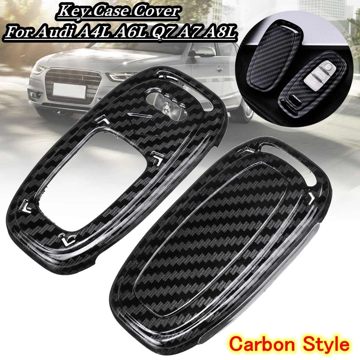 

Wear-resisting ABS Carbon Black Key Case Cover Fits For Audi A4L A5 A6L Q5 Q7 S6 A7 A8L Car Key Protect Shell