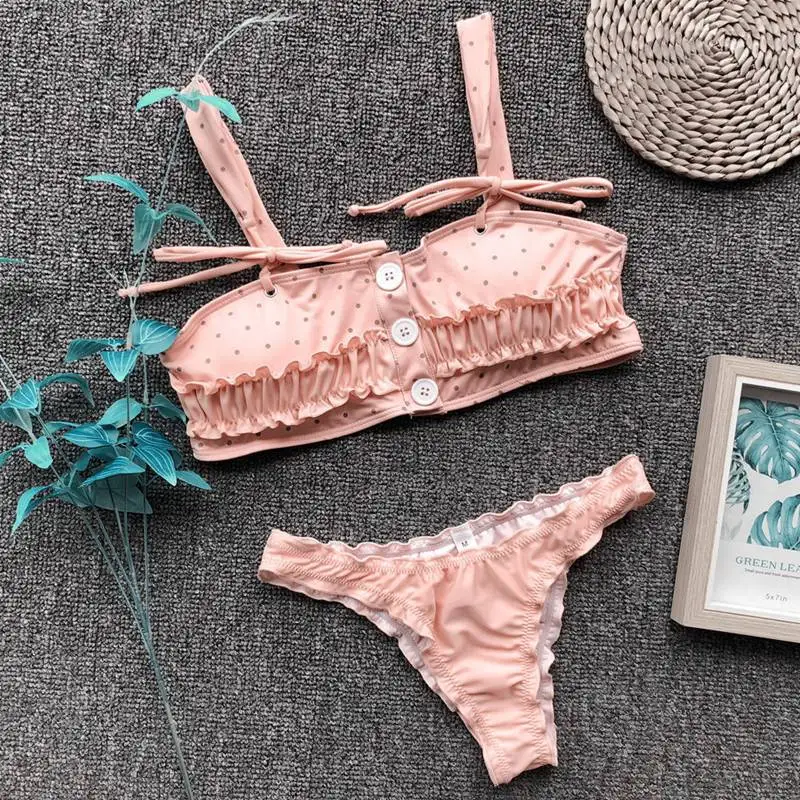 Bikini 2019 Bandage Due Pezzi Swimwear Abiti da Spiaggia Donna Costume da Bagno Push Up Imbottito Reggiseno