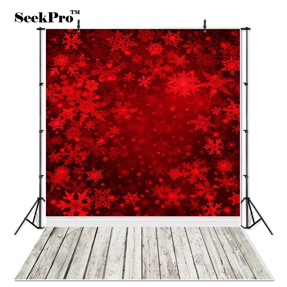 Thin Vinyl Snow Flake Red Christmas Photography Backgrounds Holiday Scene Newborn Baby Children Photo Studio Wood Backdrop | Электроника
