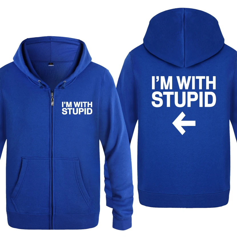 I'm With Stupid Spoof забавные креативные толстовки для мужчин 2018 мужские флисовые