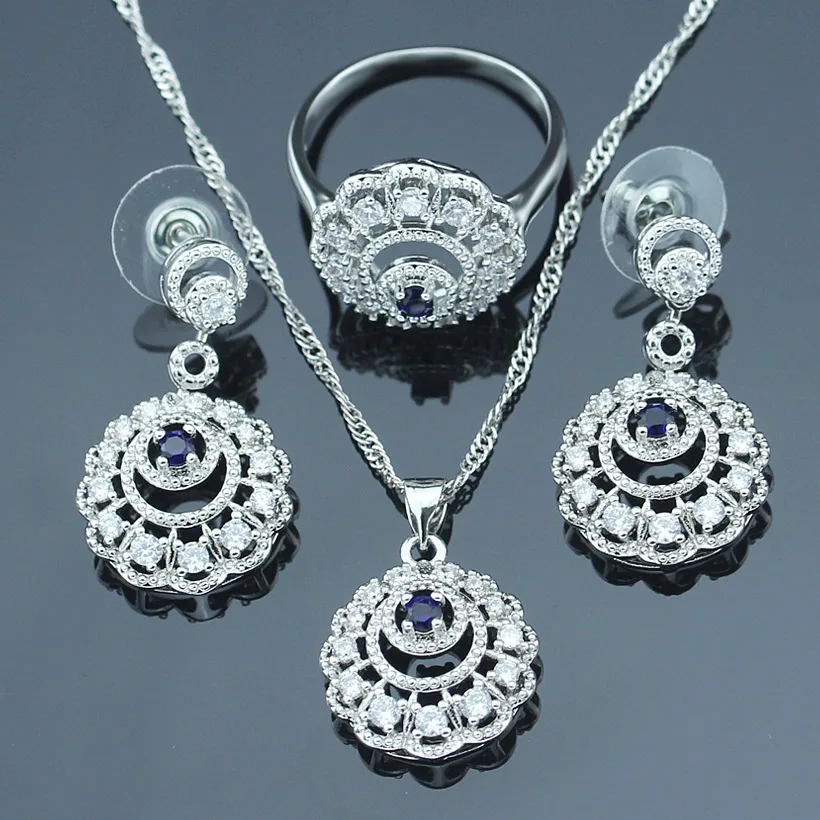 Buy Blue Stone Fashion Jewelry White Zircon Necklace
