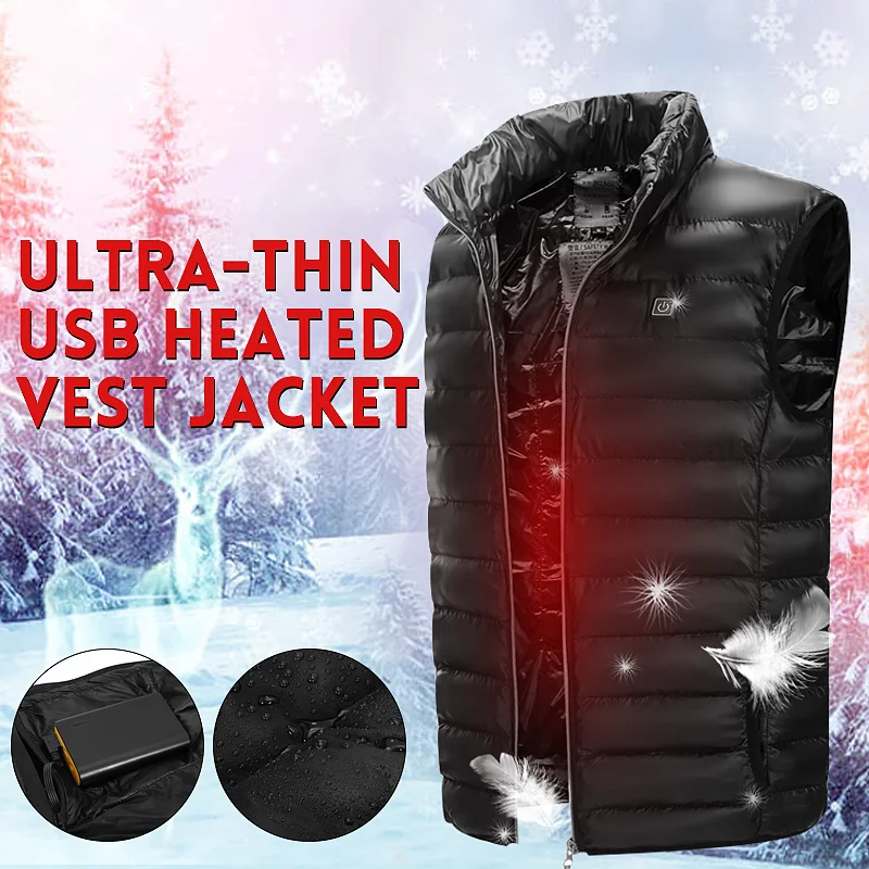 

2018 New Men Women Electric Heated Vest Heating Waistcoat Thermal Warm Clothing Feather Hot Sale Winter Jacket Safety Clothing