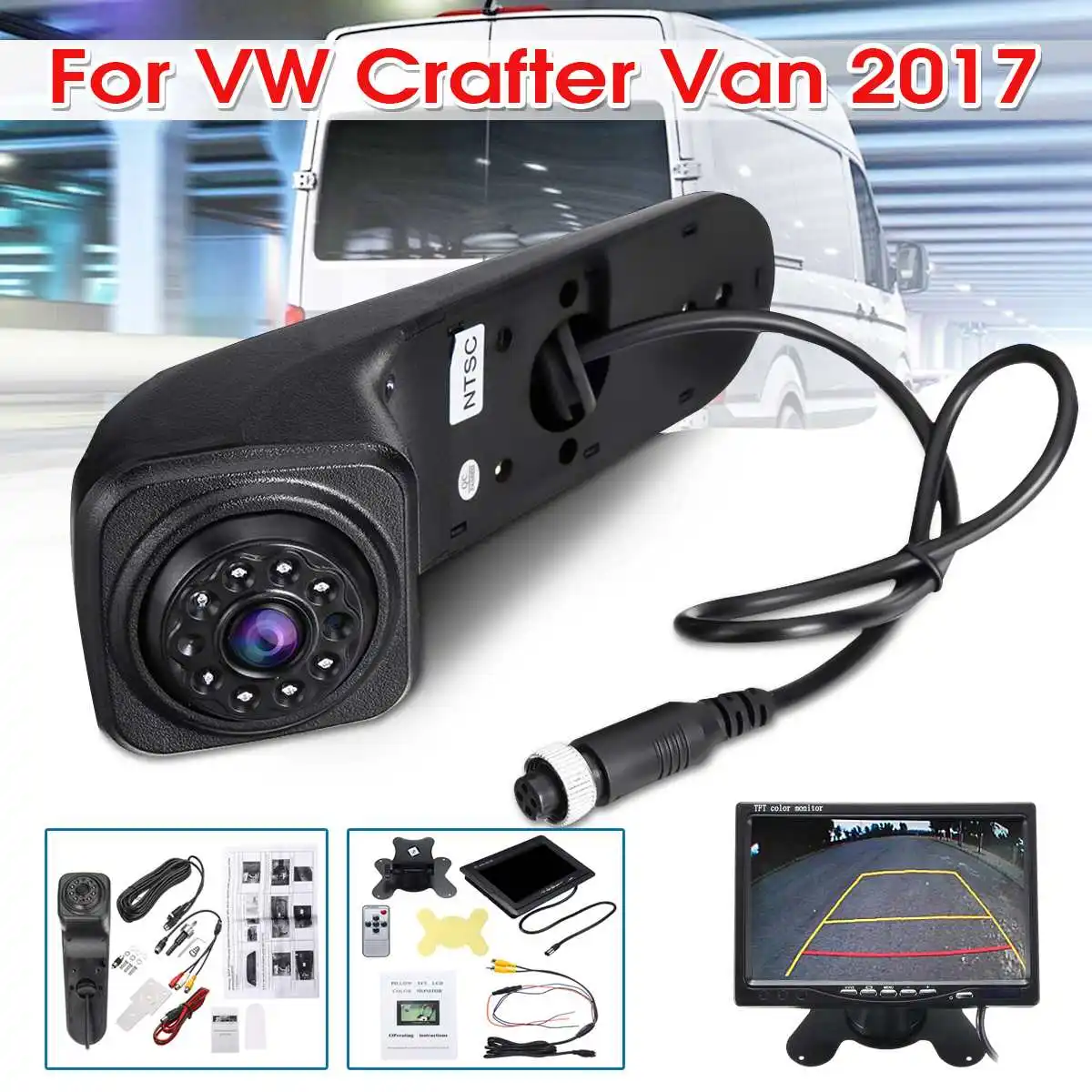 

Car Backup Brake Light Reversing Rear View Parking Camera & 7 Inch Monitor For VW Crafter Van 2017 Vehicle Parking Backup Camera