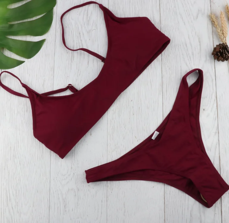 

Sexy Swimwear Women Padded Bra G-string Thong Bikini Push Up Padded Swimwear Two Pieces Swimsuit Biquinis Female