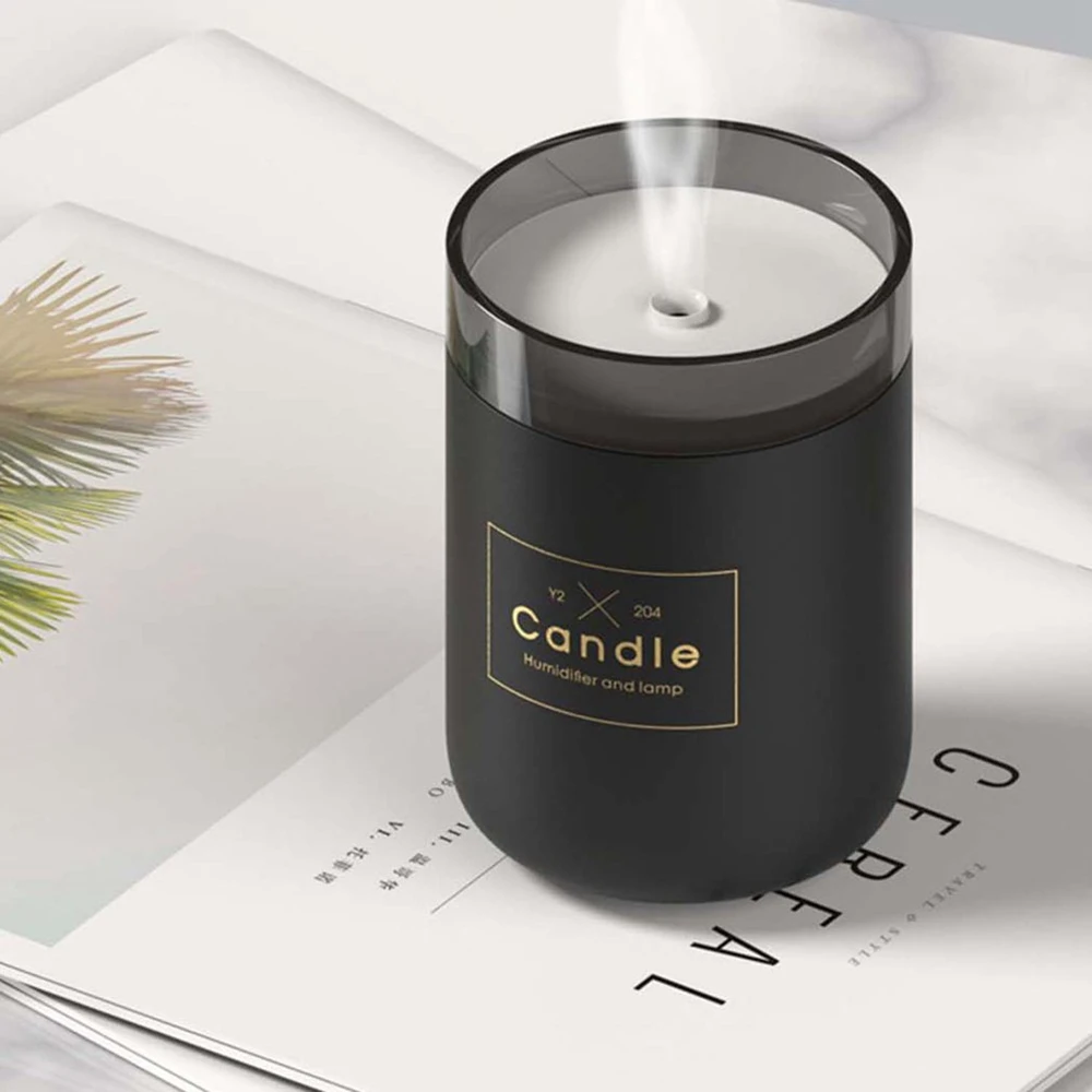 

CLAITE Portable USB Candle Humidifier Sprayer Air Purifier Romantic Soft Night Light for Home Office Car