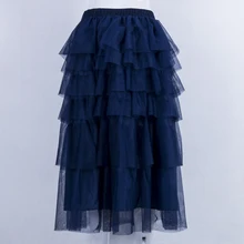 Модная женская летняя вуаль ярусные оборки Цветочная юбка популярный пляжный с завышенной талией длинная юбка, чистый цвет