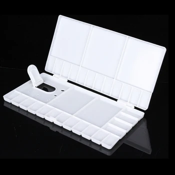

Flip Cover Rectangular Plastic Palette White Multifunction Oil Painting Palette Artist Watercolor Painting Supplies Drawing Tool