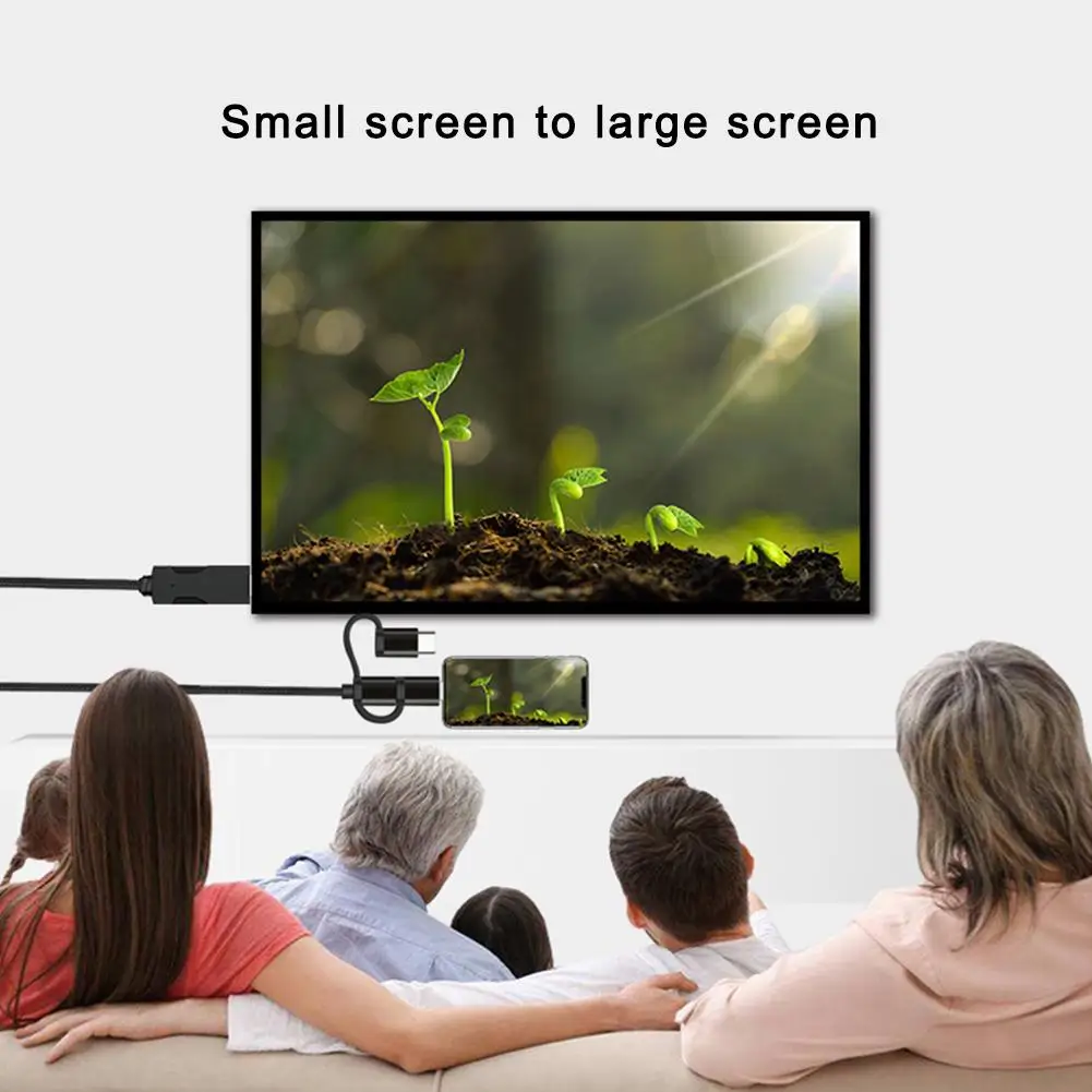 

3-in-1 USB to HDMI Mirroring Multiple Device 4K Super Definition Supports for Type-C Micro USB Lightning iOS Android USB to HDMI