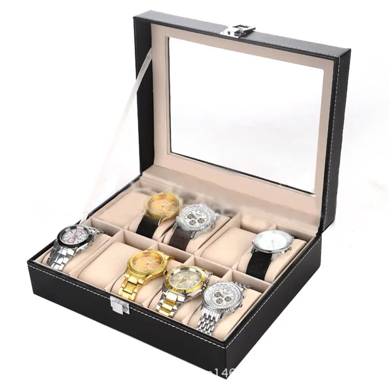 

12 Slots Display Holder Jewelry storage box PU LeatherOrganizer High Quality Watch Case Jewelry Display Watch Box