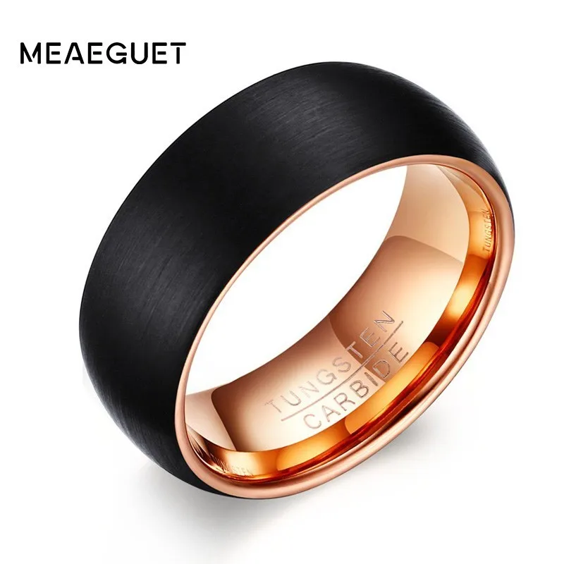 

Men Tungsten Carbide Rings Wedding Brands Brushed 8mm Black Color Man Jewelry Father's Day Gifts