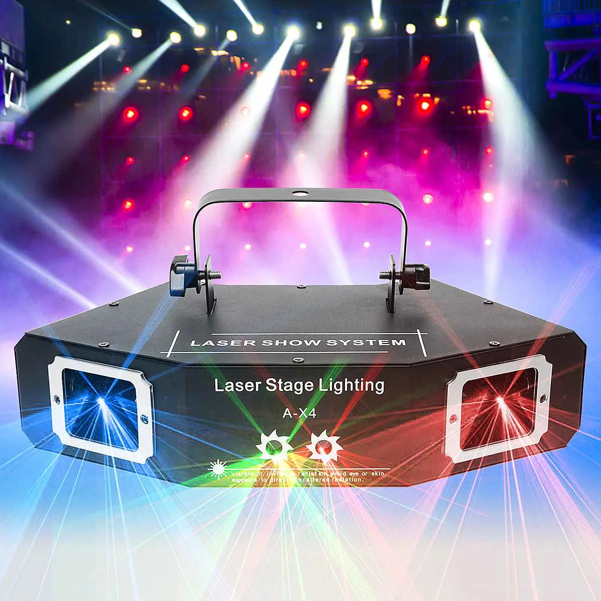 

CLAITE DMX 512 Acoustic Control 4 Lens RGB Stage Light Laser Lighting Lamp Pattern Beam Network Laser Light For Party DJ KTV