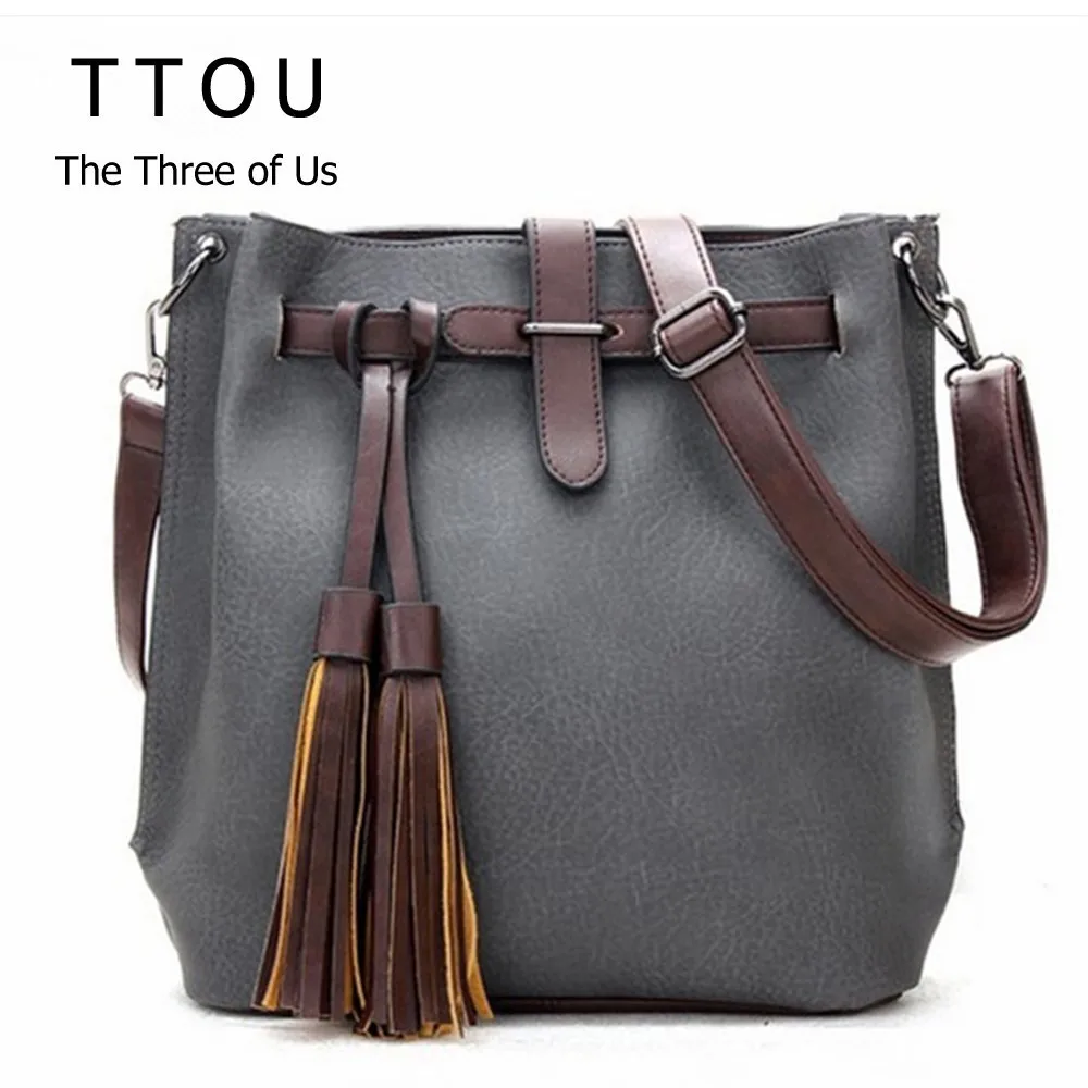 Us 13 59 47 Off Ttou Tassel Shoulder Bag Women Fashion Designer Bucket Bags Vintage Crossbody Pu Leather Messenger Hot Handbag In