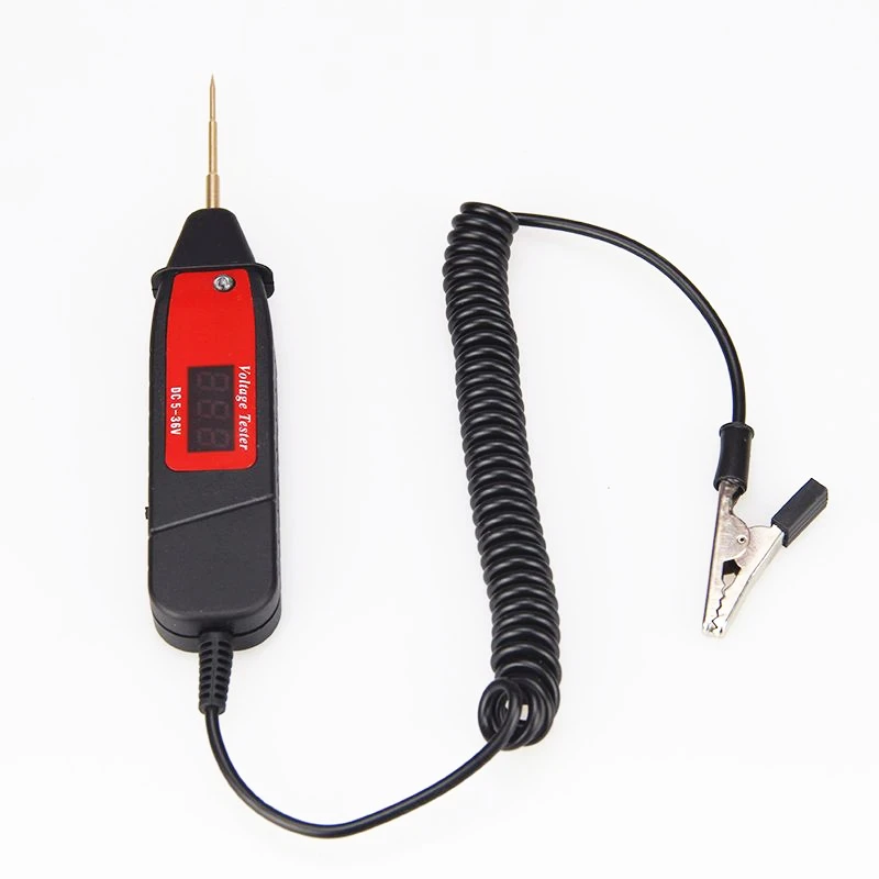 

1.65m Spring Line Car Digital LCD Electric Voltage Test Pen Probe Detector Tester With LED Light For Auto Car Testing Tool