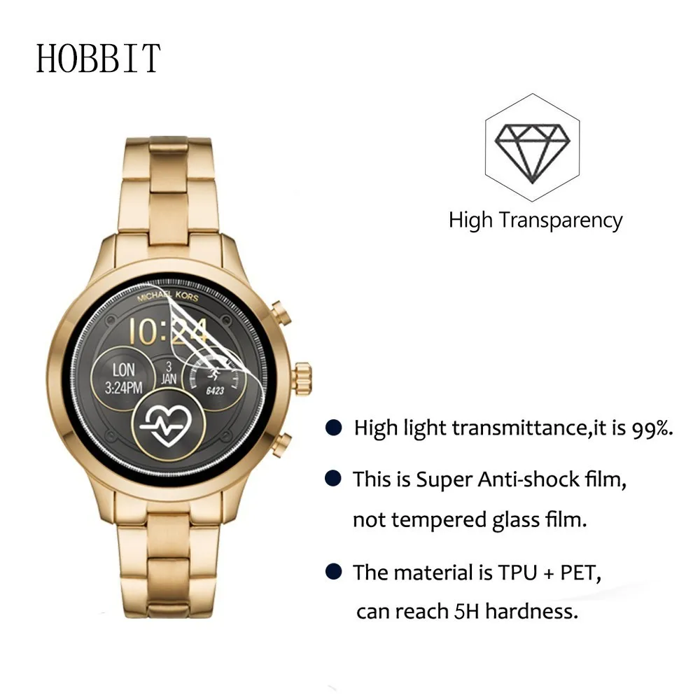 3Pack For Michael Kors Runway MKT5044 MKT5046 MKT5045 MKT5048 Nano Anti-Shock Screen Protector Smart Watch LCD Protection Film