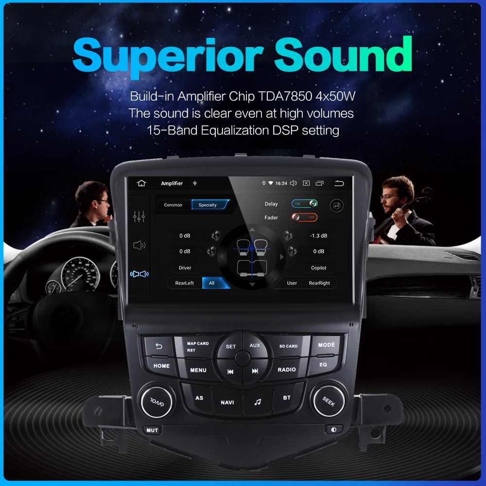 Best Dasaita Car 2 Din Android 9.0 GPS for Chevrolet Cruze 2008 2009 2010 2011 Auto Radio 8" Multi Touch Screen Navigation TDA7850 4
