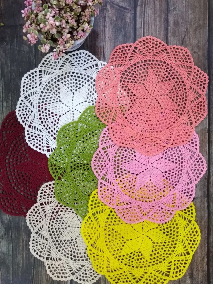 Ronde Gehaakte Katoenen Doily Placemat 30cm Wit - Vintage Tafeldecoratie En Bescherming