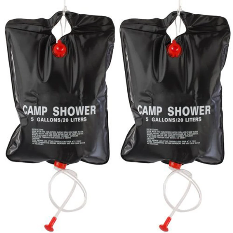 

2 x 20L Camping Shower bag- Portable Solar Heated 5 Gallon/20 Litre Travel Shower bag - Black