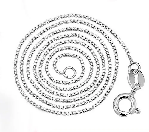 Jewelrypalace новый итальянский Box цепи цепочки и ожерелья чистый Серебро 925 пробы 0,8 1 мм 40 см 45 ювелирные украшения для женщин - изображение