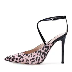 Moraima Snc/Новинка 2019 г. модные туфли-лодочки розового и леопардового цвета, женская летняя пикантная обувь с перекрестной шнуровкой, с острым