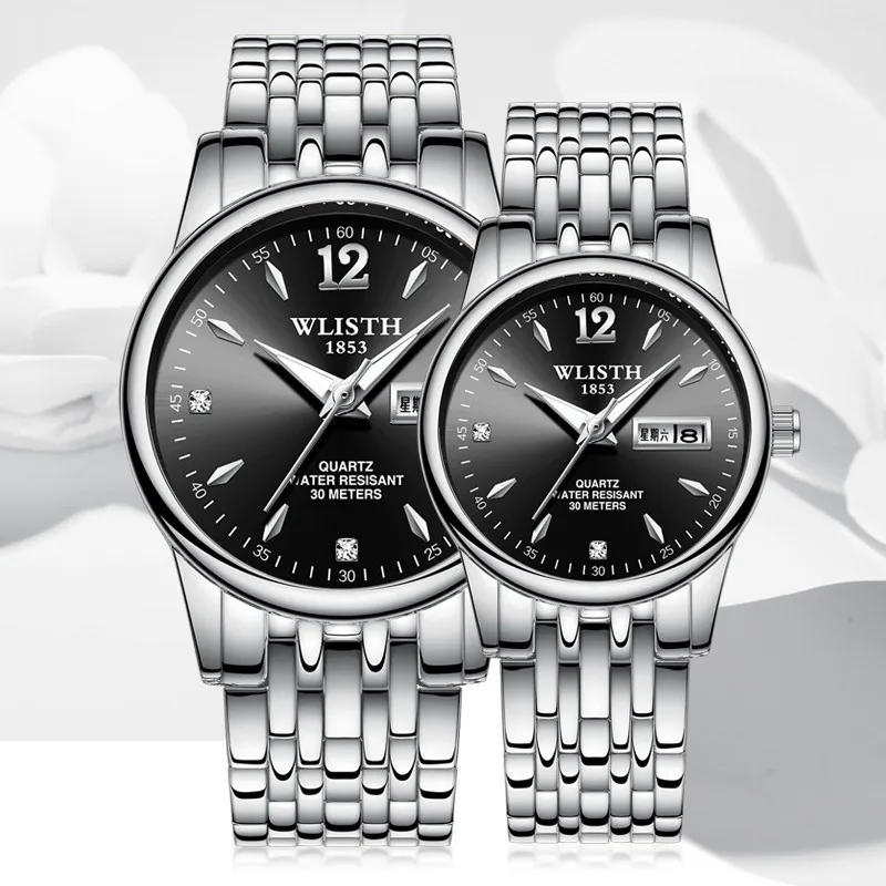 

WLISTH Wedding Couple Watches For Lovers Steel Waterproof Gifts Couples Watch Man And Ladies Dress Men Clock Reloj Hombre