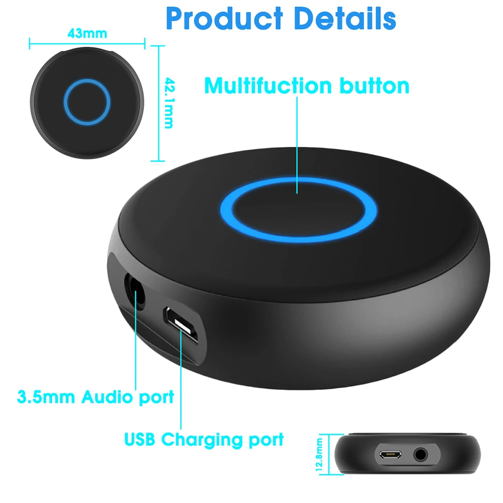 VAORLO 5 0 Bluetooth Transmitter For TV PC 3 5mm Jack Audio Music Wireless Adapter For Bluetooth Headphones Bluetooth Adaptador