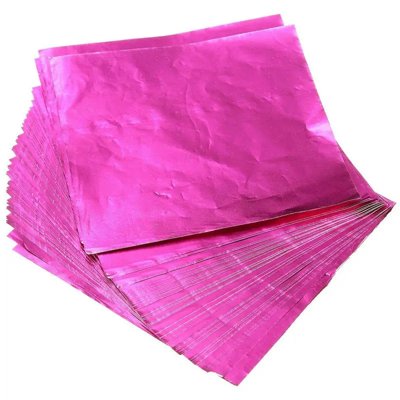 

100 pcs Square Sweets Candy Chocolate Lolly Paper Tin foil paper Wrappers rose Red