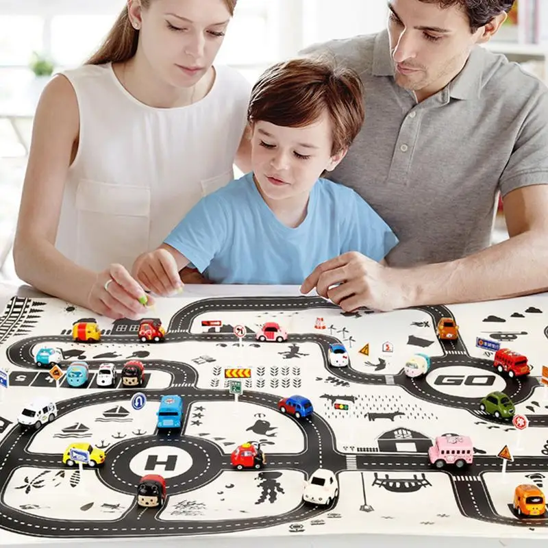 MINOCOOL 51x40inch Baby Game Padded Mat Children's Rugs Town Car Road Map City Rug Play Village Mat Play Pad