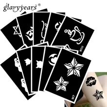 10 шт./компл. татуировка хной кошки символы», Узорчатая Рисование пастой леди боди-арт тату трафарет пикантный товар Водонепроницаемый HN#33