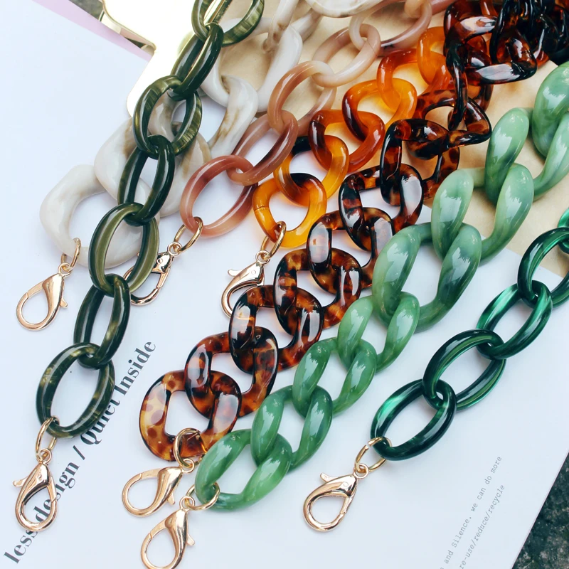 

[Super Seabob] 2019 Attractive Personality Green Color Golden Buckle Wide Long Many Colors Acrylic Bag Strap All Match LM347
