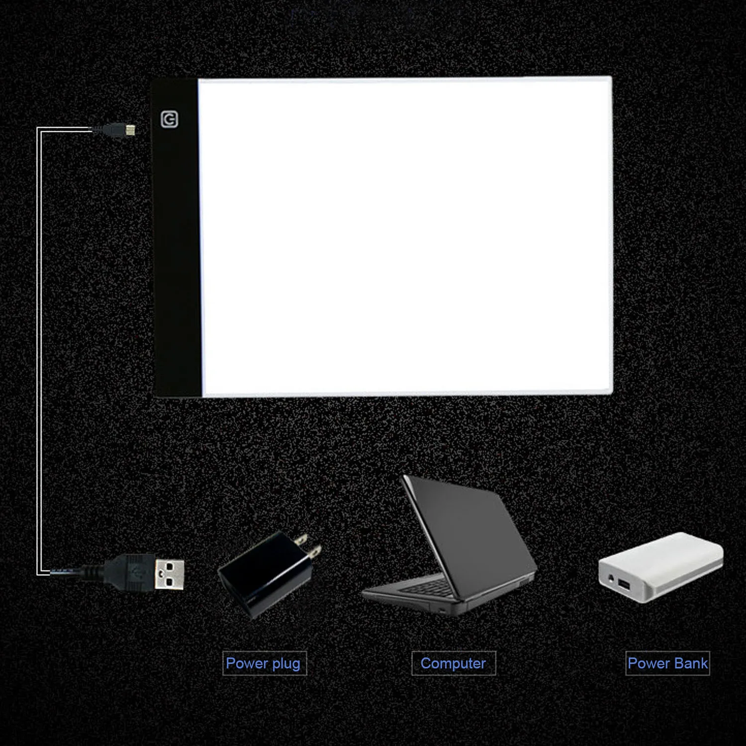 Доска для рисования Elisona USB A4 ультратонкая портативная со светодиодсветильник