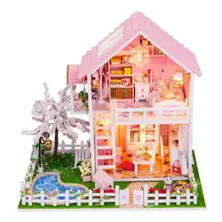 Cherry ного домика деревом DIY Миниатюрный пылезащитный чехол 3D Деревянный кукольный домик DIY Кукольный дом мебель миниатюрный деревянный 3D дом