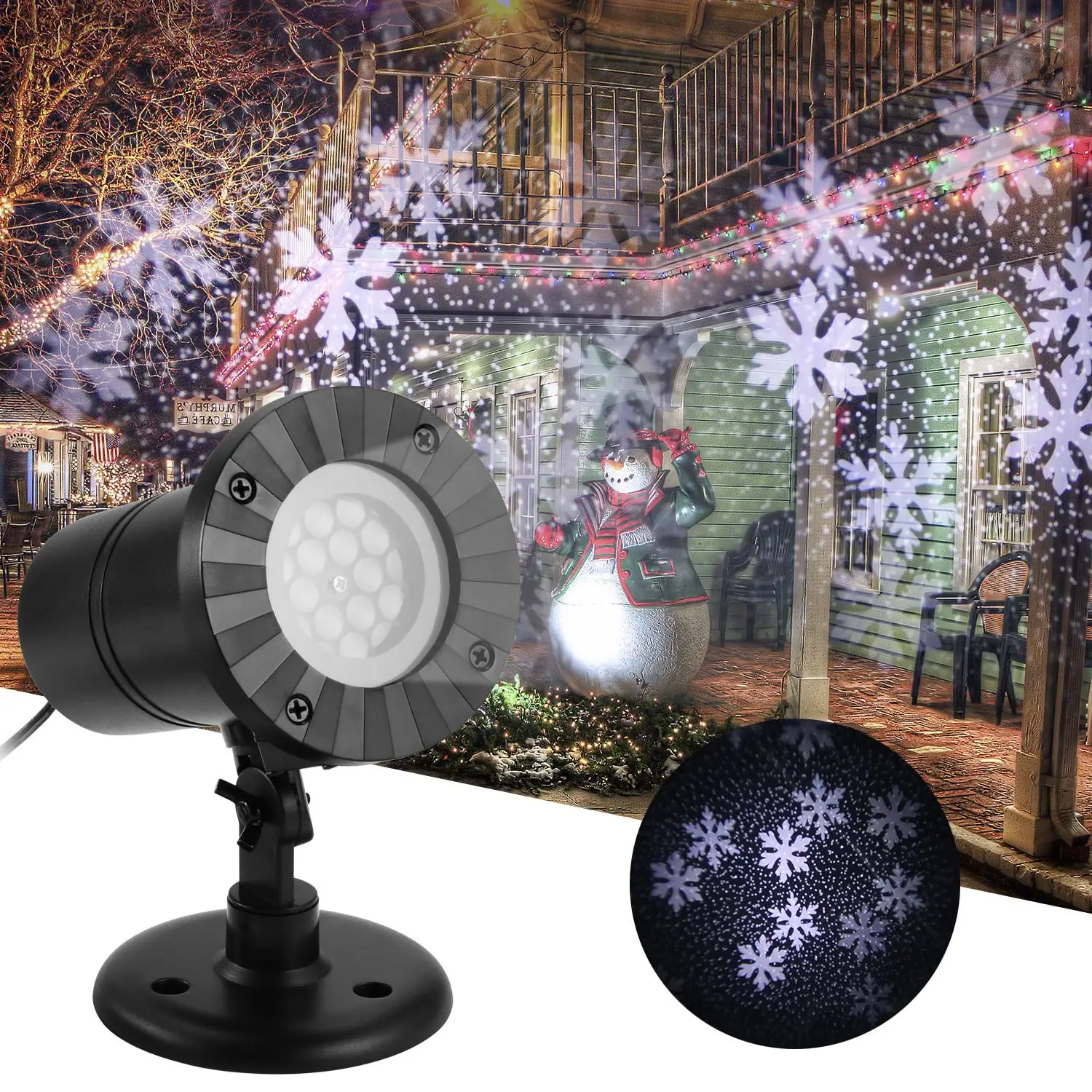 LED Christmas Snowflake laser Projector Light Waterproof Cartoon Dynamic Landscape Outdoor Decorations For Home | Освещение
