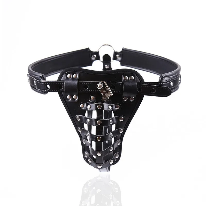 

Male Fetish Leather Penis Bdsm Bondage Harness Erotic Toy Garter Panty Chastity Belt Scrotum Stretcher Harness Sex Toys For Men