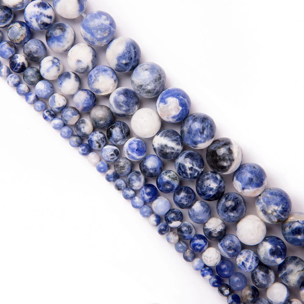 

Bulk Wholesale Natural Healing Gem Round Smooth New Blue Sodalite Stone Full Strand Beads For DIY Jewelry Making 4 6 8 10 12mm