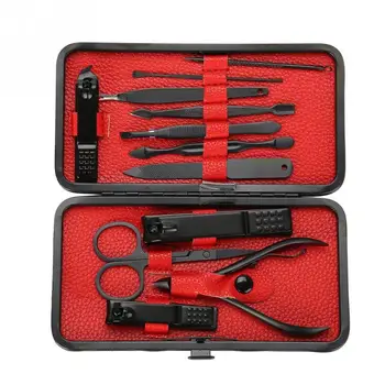 

12Pcs Black Stainless Steel Nail Clippers Set Dead Skin Trimmer Clipper Manicure Pedicure Tools