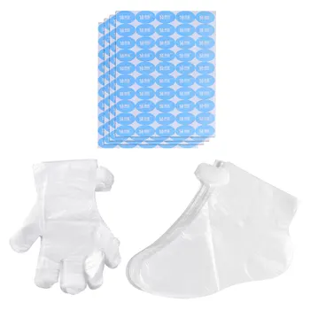 

Gloves Foot Cover with Stickers Plastic Long-cylinder Disposable Gloves Strap Foot Cover for Home Spa Pedicure Pavilion