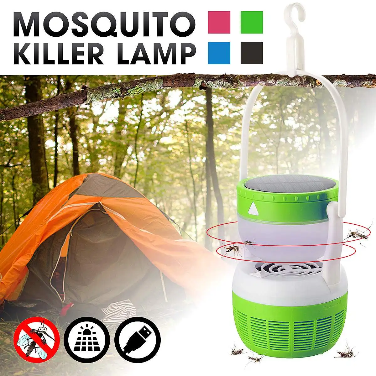 

UV Light 5W LED Solar Mosquito Killer Lamp LED Anti Repellent Fly Bug Zapper Insect Killer Emergency Light Bulb Outdoor Lighting
