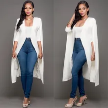 2019 Spring Women Elegant Blazer Solid Binding Open Front Cape Casual Blazer White Black Longline Plain Outerwear 2019 Spring Women Elegant Blazer Solid Binding Open Front Cape Casual Blazer White Black Longline Plain Outerwear