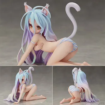 

Sexy Anime Action Figure FREEing No Game No Life Cat Ear Girl Shiro Swimwear Bikini Squatting Ver 1/12 Model Collection Doll 7cm