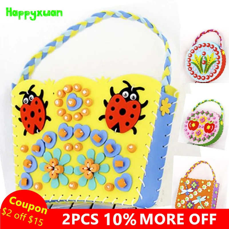 

Happyxuan 4pcs Children DIY EVA Sewing Bag kids Art Craft Kits Materials Handmade Creative Toys for Girls Birthday Party Gift